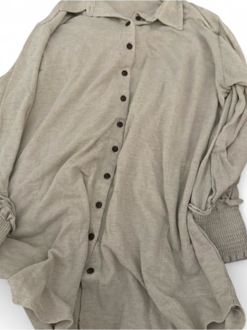 Free People Oversized Button-Front Shirt Dress in Beige - Picture 4 of 6
